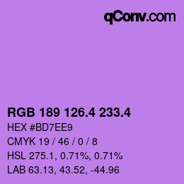 カラーコード: RGB 189 126.4 233.4 | qconv.com