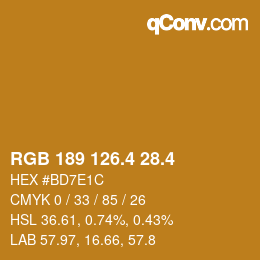 カラーコード: RGB 189 126.4 28.4 | qconv.com