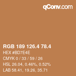 カラーコード: RGB 189 126.4 78.4 | qconv.com