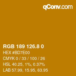 カラーコード: RGB 189 126.8 0 | qconv.com