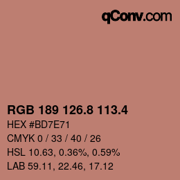 カラーコード: RGB 189 126.8 113.4 | qconv.com