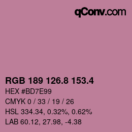 カラーコード: RGB 189 126.8 153.4 | qconv.com