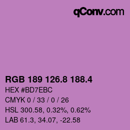 カラーコード: RGB 189 126.8 188.4 | qconv.com