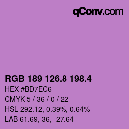 カラーコード: RGB 189 126.8 198.4 | qconv.com
