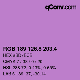 カラーコード: RGB 189 126.8 203.4 | qconv.com