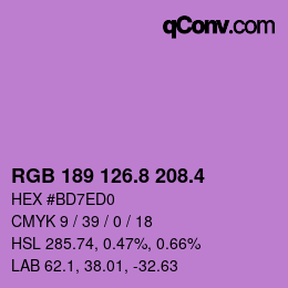 カラーコード: RGB 189 126.8 208.4 | qconv.com