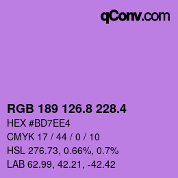 カラーコード: RGB 189 126.8 228.4 | qconv.com