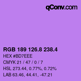 カラーコード: RGB 189 126.8 238.4 | qconv.com