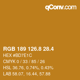 カラーコード: RGB 189 126.8 28.4 | qconv.com