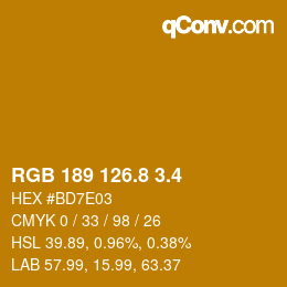 カラーコード: RGB 189 126.8 3.4 | qconv.com