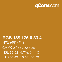 カラーコード: RGB 189 126.8 33.4 | qconv.com