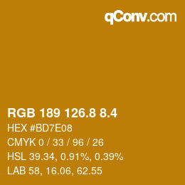 カラーコード: RGB 189 126.8 8.4 | qconv.com