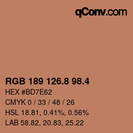 カラーコード: RGB 189 126.8 98.4 | qconv.com