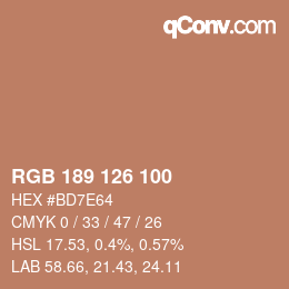 Color code: RGB 189 126 100 | qconv.com