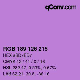 カラーコード: RGB 189 126 215 | qconv.com