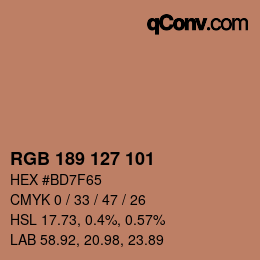 Color code: RGB 189 127 101 | qconv.com