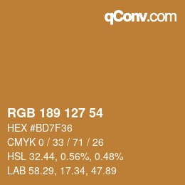 Color code: RGB 189 127 54 | qconv.com