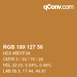 Código de color: RGB 189 127 56 | qconv.com