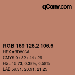 カラーコード: RGB 189 128.2 106.6 | qconv.com