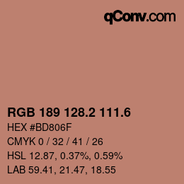 カラーコード: RGB 189 128.2 111.6 | qconv.com