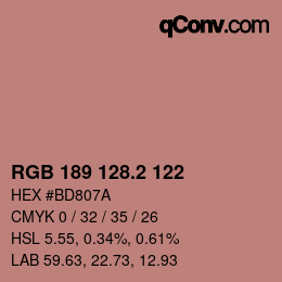 カラーコード: RGB 189 128.2 122 | qconv.com