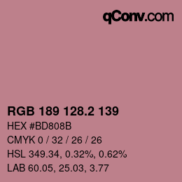 カラーコード: RGB 189 128.2 139 | qconv.com