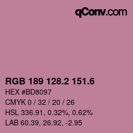 カラーコード: RGB 189 128.2 151.6 | qconv.com