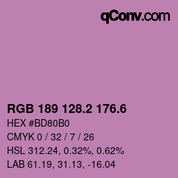 カラーコード: RGB 189 128.2 176.6 | qconv.com