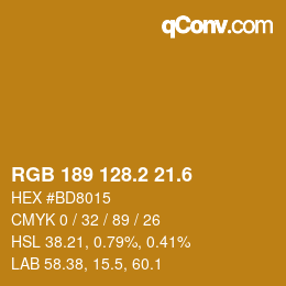 カラーコード: RGB 189 128.2 21.6 | qconv.com