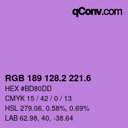 カラーコード: RGB 189 128.2 221.6 | qconv.com
