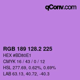 カラーコード: RGB 189 128.2 225 | qconv.com