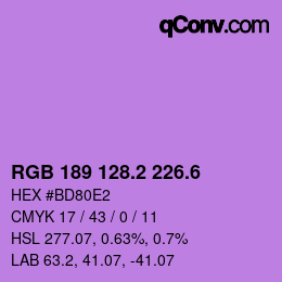 カラーコード: RGB 189 128.2 226.6 | qconv.com