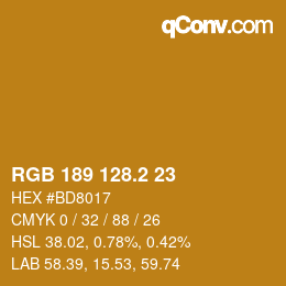 カラーコード: RGB 189 128.2 23 | qconv.com