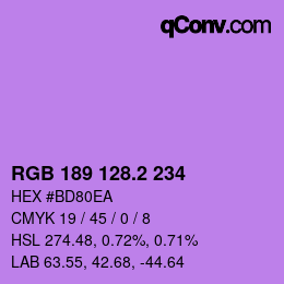 カラーコード: RGB 189 128.2 234 | qconv.com