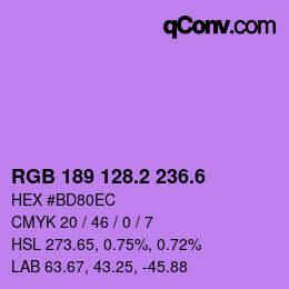 カラーコード: RGB 189 128.2 236.6 | qconv.com