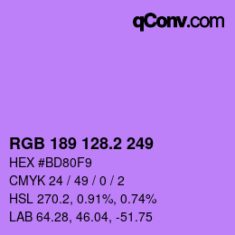 カラーコード: RGB 189 128.2 249 | qconv.com