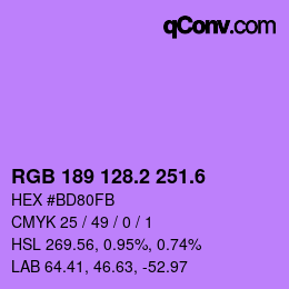 カラーコード: RGB 189 128.2 251.6 | qconv.com