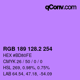 カラーコード: RGB 189 128.2 254 | qconv.com