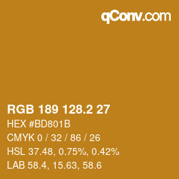 カラーコード: RGB 189 128.2 27 | qconv.com