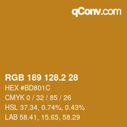 カラーコード: RGB 189 128.2 28 | qconv.com