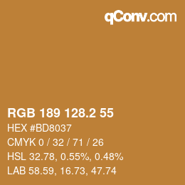カラーコード: RGB 189 128.2 55 | qconv.com