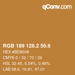 カラーコード: RGB 189 128.2 56.6 | qconv.com