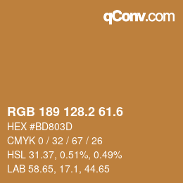 カラーコード: RGB 189 128.2 61.6 | qconv.com