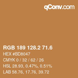 カラーコード: RGB 189 128.2 71.6 | qconv.com