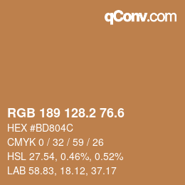 カラーコード: RGB 189 128.2 76.6 | qconv.com