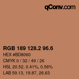 カラーコード: RGB 189 128.2 96.6 | qconv.com