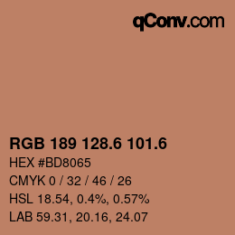 カラーコード: RGB 189 128.6 101.6 | qconv.com