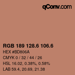 カラーコード: RGB 189 128.6 106.6 | qconv.com