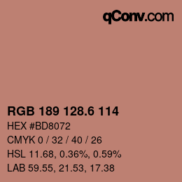 カラーコード: RGB 189 128.6 114 | qconv.com