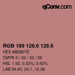 カラーコード: RGB 189 128.6 126.6 | qconv.com